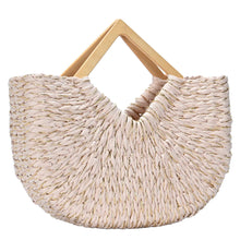 Load image into Gallery viewer, Isabella Wooden Handle Straw Tote Bag
