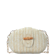 Load image into Gallery viewer, Jessie Oval Straw Crossbody With Chain Strap
