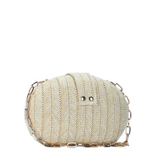Load image into Gallery viewer, Jessie Oval Straw Crossbody With Chain Strap
