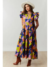 Load image into Gallery viewer, Abstract Print Poplin Maxi Dress
