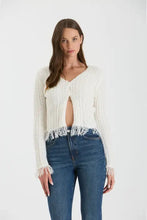 Load image into Gallery viewer, Fringe V Neck Button Front Knit Cardigan
