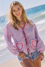 Load image into Gallery viewer, Colorful Gingham Front Tie Blouse
