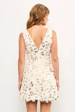 Load image into Gallery viewer, Sequin and Faux Feather V Neck Sleeveless Dress
