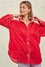 Load image into Gallery viewer, Oversized Crushed Velvet Shirt
