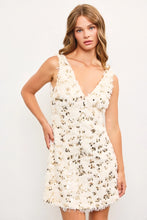 Load image into Gallery viewer, Sequin and Faux Feather V Neck Sleeveless Dress
