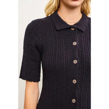 Load image into Gallery viewer, Short Sleeve Textured Sweater Shirt Dress
