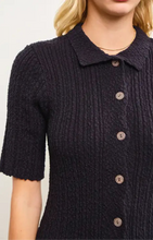 Load image into Gallery viewer, Short Sleeve Textured Sweater Shirt Dress
