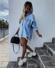 Load image into Gallery viewer, Ripped Frayed Edge Denim Jacket
