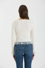 Load image into Gallery viewer, Fringe V Neck Button Front Knit Cardigan
