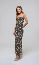 Load image into Gallery viewer, Floral Strapless Satin Midi Dress
