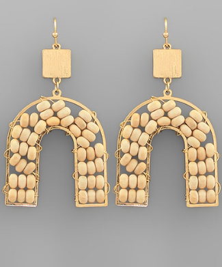 Wood Bead Arch Earrings