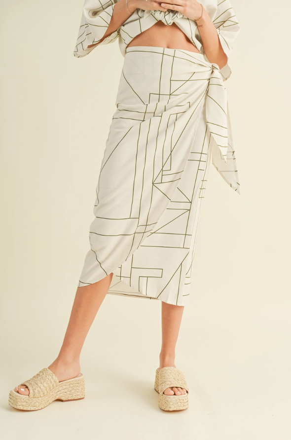 Multi Grid Pattern Wrap Skirt
