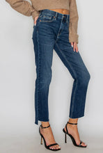 Load image into Gallery viewer, Tummy Control Dark Wash High Rise Straight Jean
