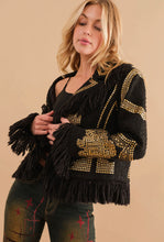 Load image into Gallery viewer, Boucle Studded Fringe Jacket
