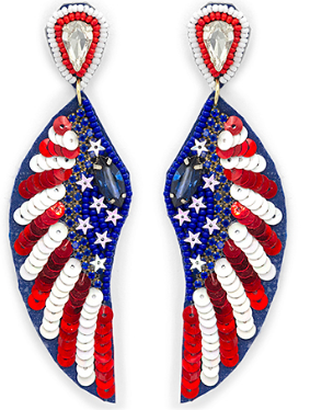 Patriotic Wing Shape Sequin Earrings