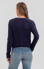 Load image into Gallery viewer, Round Neck Button Down Textured Knit Cardigan
