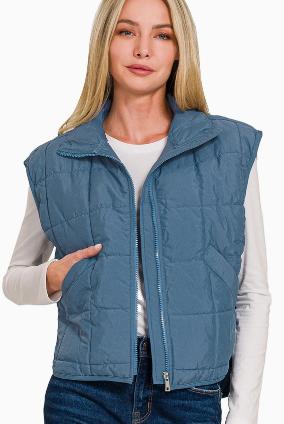 High Neck Puffer Vest