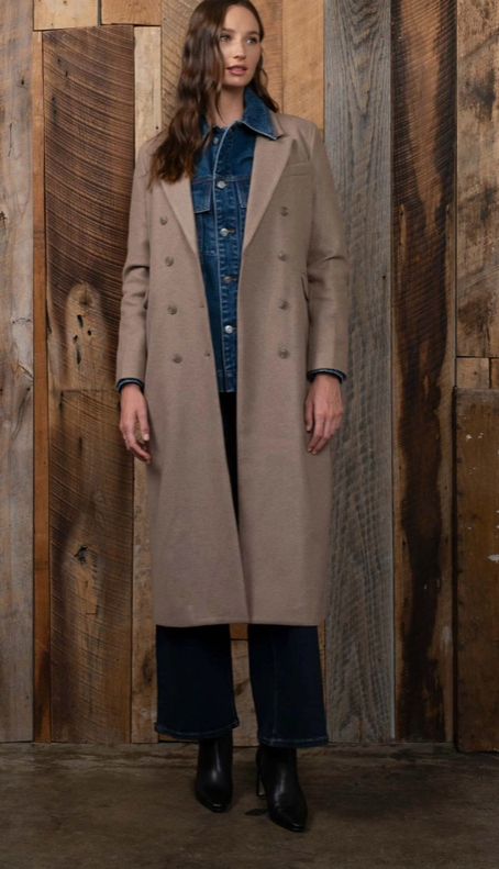 Double Breasted Longline Notched Coat