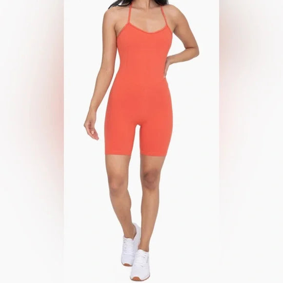 Coral Strappy Romper