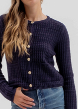 Load image into Gallery viewer, Round Neck Button Down Textured Knit Cardigan
