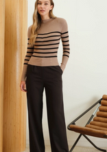 Load image into Gallery viewer, Stripe Mock Neck Long Sleeve Knit Sweater
