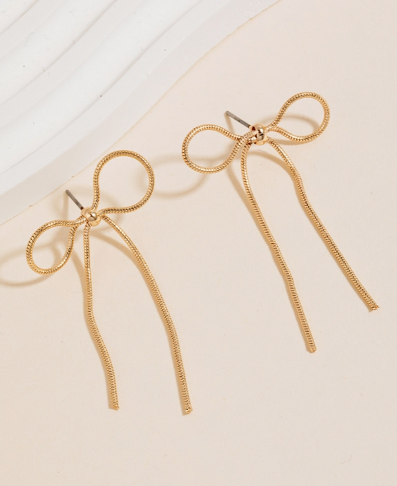 Thin Ribbon Bow Stud